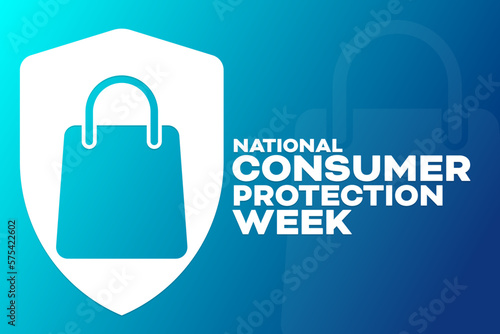 National Consumer Protection Week. Vector illustration. Holiday poster.