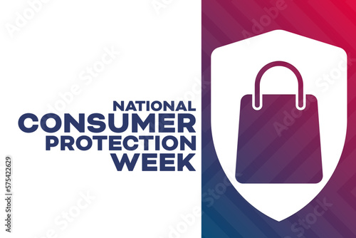 National Consumer Protection Week. Vector illustration. Holiday poster.