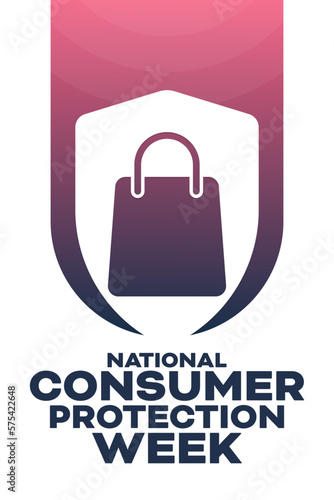 National Consumer Protection Week. Vector illustration. Holiday poster.
