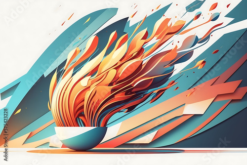 Illustration for Olympics Games, olympic flame, created with AI generative technology