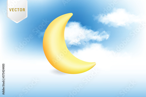moon and cloud isolated white background