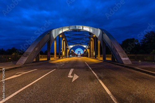 Magdeburg Germany Stern Bridge at blue hour © Margitta