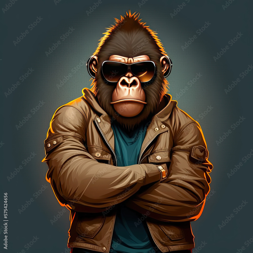 Gangster Gorilla Cartoon Character Illustration Gangster Gorilla Cartoon Character Illustration