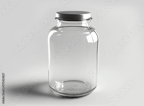 glass liter jar for liquids on a white background. ai generated