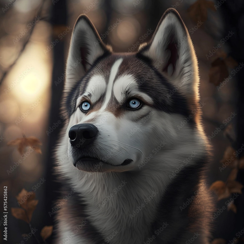 Realistic husky on a white background, generative AI Realistic husky on a white background, generative AI