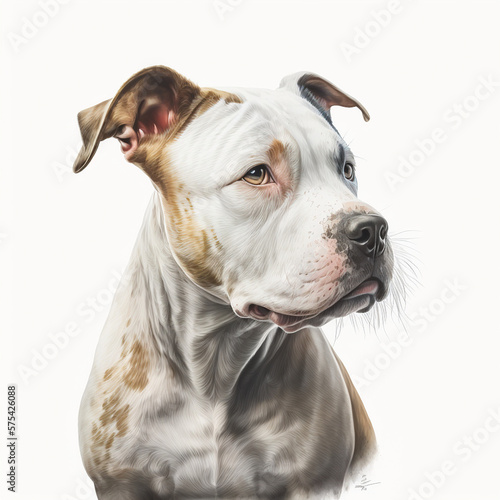 Realistic american pit bull terrier on a white background  Pit Bull Terrier isolated on white background  Realistic drawing of Dog American Staffordshire Terrier  Animal Art Dog  generative AI