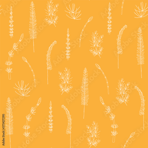 forest herbs, twigs seamless pattern. Wildflowers, summer background, hand drawn ink drawing