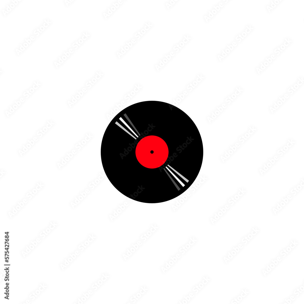 Vector illustration of a vinyl record in black and red Vector illustration of a vinyl record in black and red