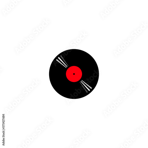 Vector illustration of a vinyl record in black and red