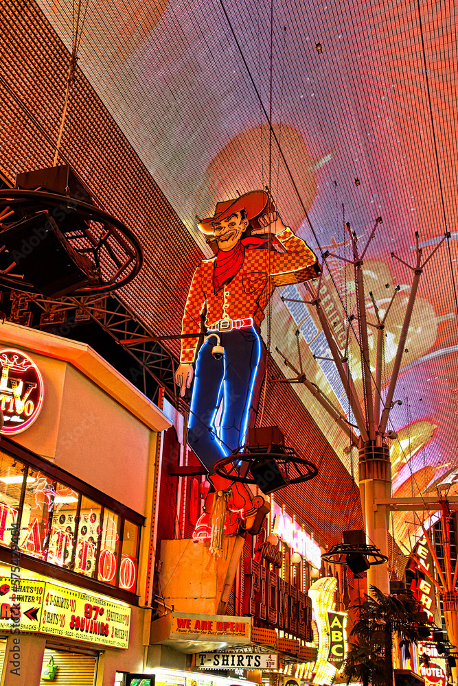 Las Vegas,NV,USA Sep 12,2018 Cowboy neon sign in Las Vegas, US. The