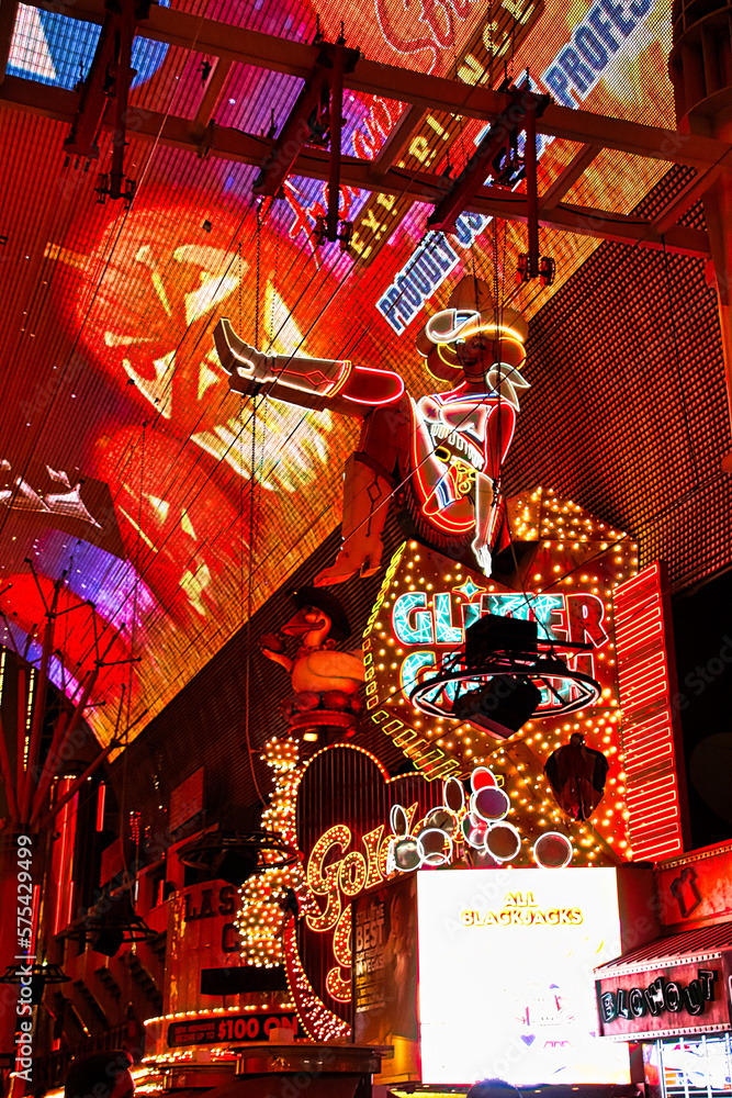 Las Vegas,NV,USA Sep 12,2018 Cowgirl neon sign in Las Vegas, US. The