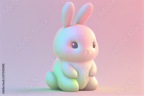 Cute Kawaii Spring Easter Animal Dream Sweat Illustration in Pastel Colors. Generative AI © PEPPERPOT