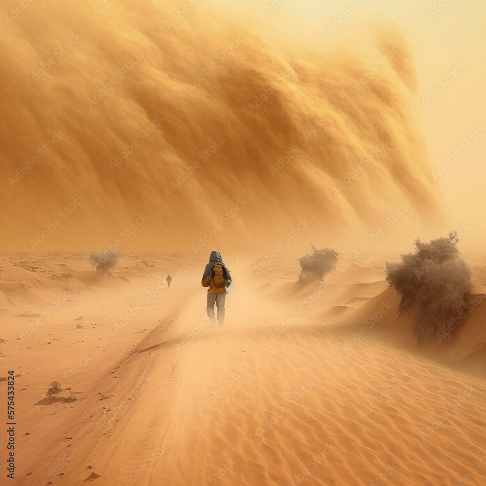 person walking in the desert Generative AI