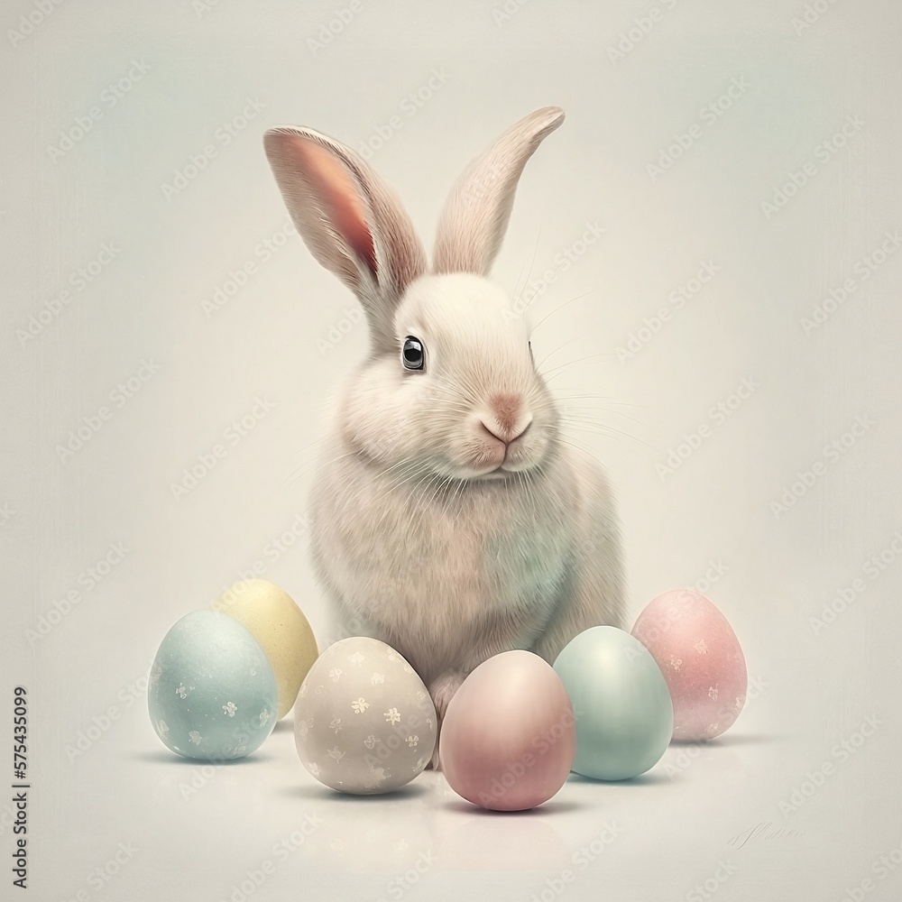 Obraz premium easter bunny with easter eggs