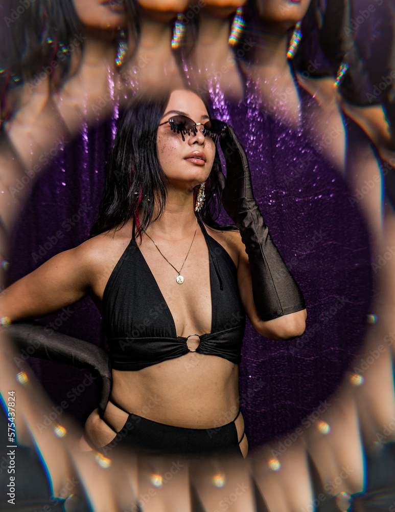 euphoria inspired editorial photo shoot glitter background purple black model caucasian hispanic model fashion photo shoot party dance disco queen ball glasses hairstyle 90s 20s hbo euphoria inspired editorial photo shoot glitter background purple black model caucasian hispanic model fashion photo shoot party dance disco queen ball glasses hairstyle 90s 20s hbo