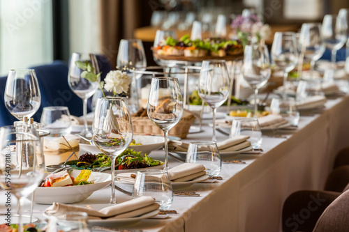 a table in a restaurant of guests