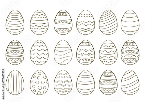 Easter eggs outline. Cartoon. Vector illustration. Isolated on white background