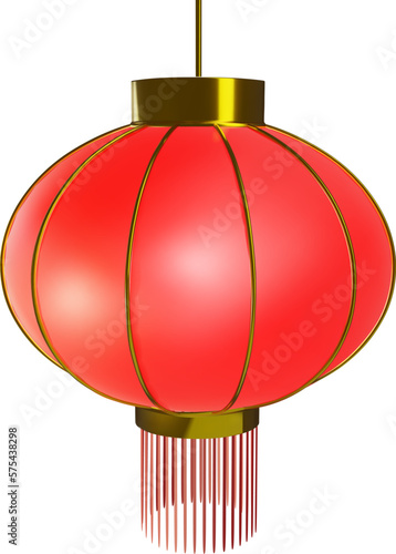 3d chinese red golden latern or japanese paper lamp. Vector oriental lunar asian new year decoration or korean spring festival traditional symbol