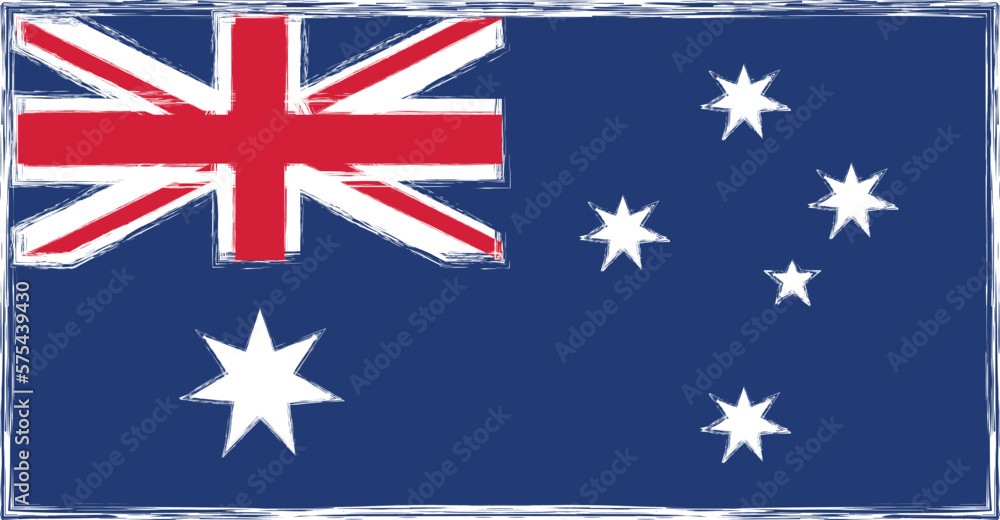 Fototapeta premium flag of Australia watercolor brush style painting decor print 