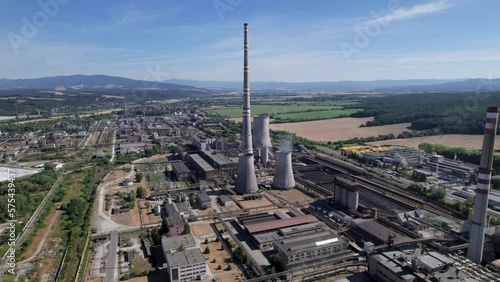 Aerial view of coal Novaky Power Plant, Slovakia. 2x speeded up from 30 fps. photo