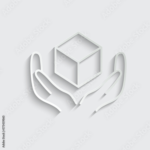 hands holding box -  logistics  vector icon