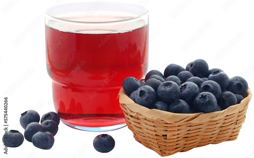 Fresh blueberries with juice in a glass Fresh blueberries with juice in a glass