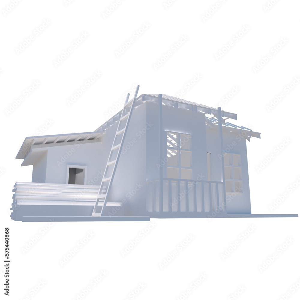 plain 3d mini house design without background