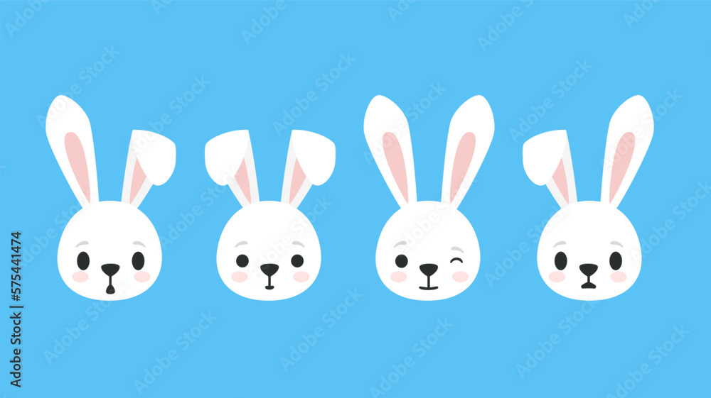 Cute bunny. Vector set of isolated heads. Hare, rabbit, rabbit for Easter design Cute bunny. Vector set of isolated heads. Hare, rabbit, rabbit for Easter design