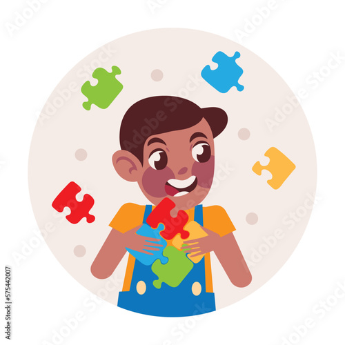 autism day, boy with puzzles