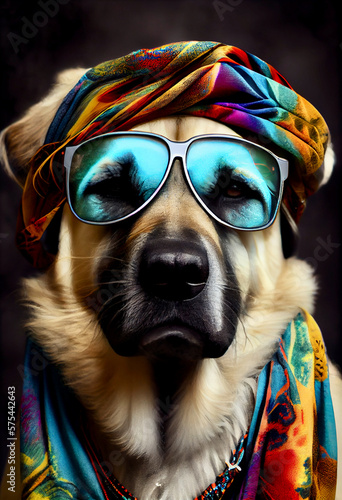 Generative AI abstract render of a hippie kangal photo