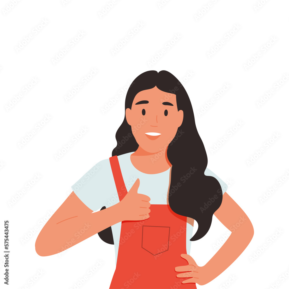 A young girl showing thumb up positive gesture with hand. Confident concept. Hand drawn in thin line style. A young girl showing thumb up positive gesture with hand. Confident concept. Hand drawn in thin line style.