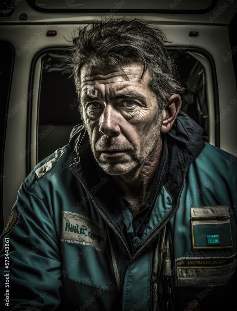 Ambulance driver portrait-Medic- Generative AI Ambulance driver portrait-Medic- Generative AI