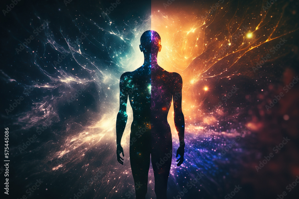 Trance or meditation or astral body concept. Spiritual human body ...