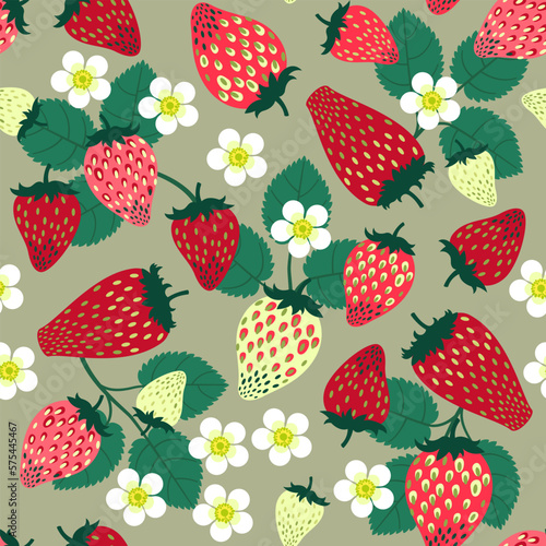 seamless pattern sweet ripe strawberries