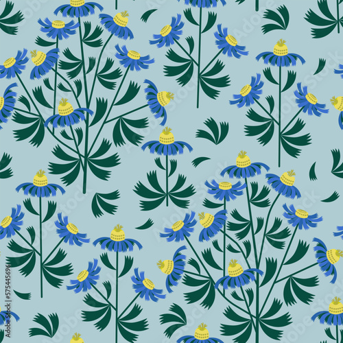 seamless pattern with bright flowers cornflowers