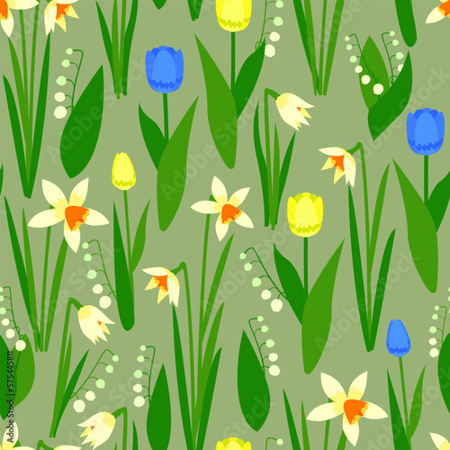 spring flowers seamless pattern