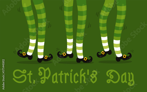 Vector illustration of celtic dance for Patrick's day. Vector poster for Patrick's day.