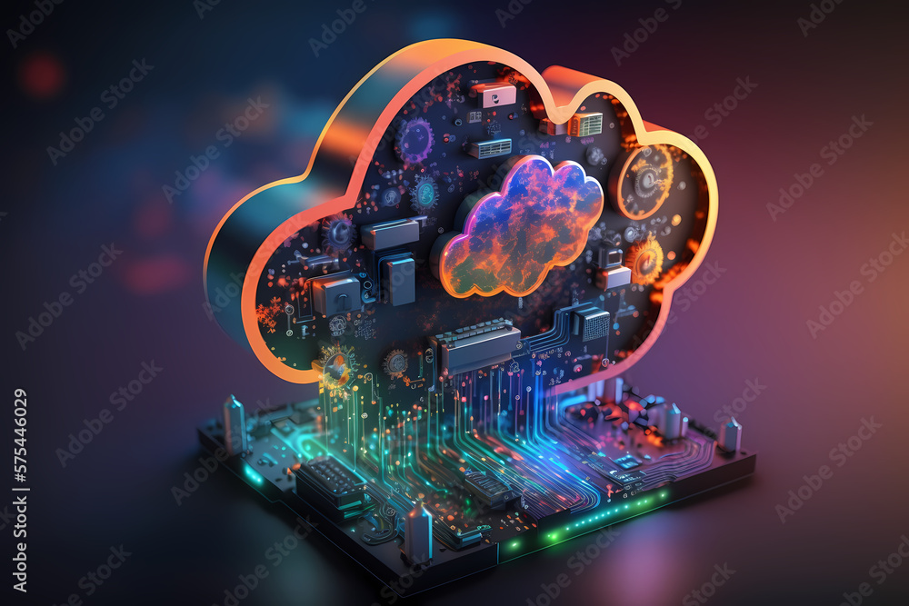 Cloud computing
technology internet network database, virtual disk, made with Generative AI
