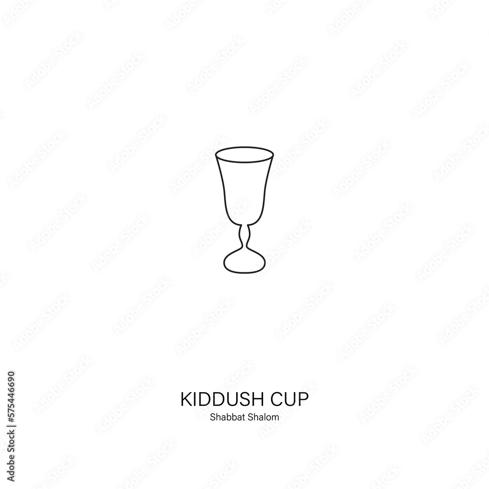 Kiddush cup icon. Kiddush is a blessing recited over wine or grape juice to sanctify the Shabbat and Jewish holidays. Can be used for logo, banner, flyer, sticker, poster, greeting card, decoration. Kiddush cup icon. Kiddush is a blessing recited over wine or grape juice to sanctify the Shabbat and Jewish holidays. Can be used for logo, banner, flyer, sticker, poster, greeting card, decoration.