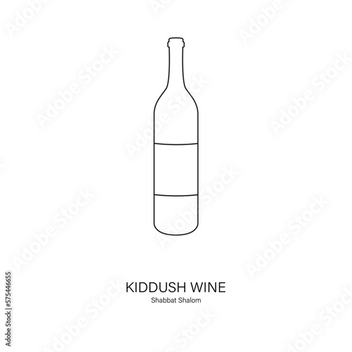 Kiddush wine icon. Kiddush is a blessing recited over wine or grape juice to sanctify the Shabbat and Jewish holidays. Can be used for logo, banner, flyer, sticker, poster, greeting card, decoration