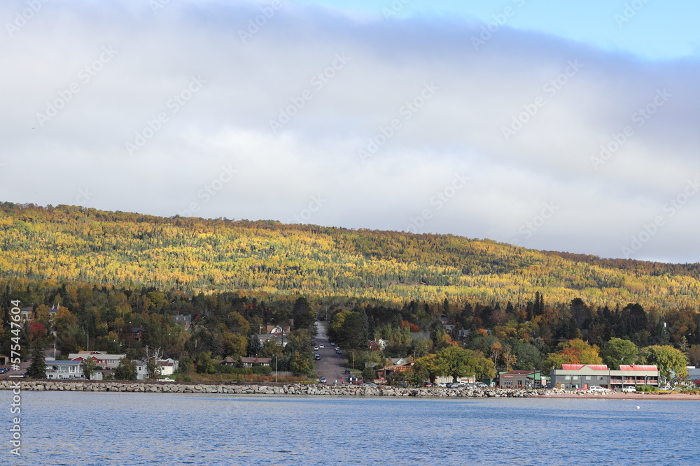 Autumn Day in in Two Harbors, Minnesota on the Lake Superior Harbor Near Lighthouse 