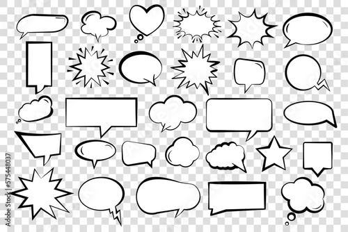Comic peech Cloud Chat Bubble Icon Collection.Vector photo