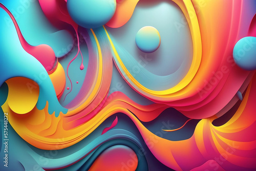 Abstract colorful background with waves created with Generative AI technology