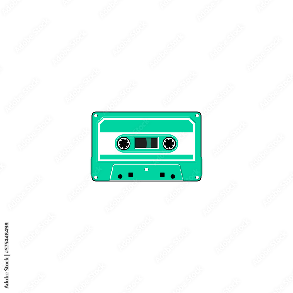 Vector illustration of a cassette tape in black and green Vector illustration of a cassette tape in black and green
