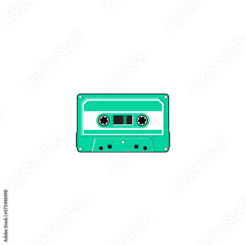 Vector illustration of a cassette tape in black and green