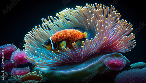 fish in the ocean with vibrant colors and corals  Generetion AI