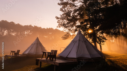 Tent camping in the morning . At Thung Salaeng Luang National Park Phetchabun Province, Thailand © meen_na