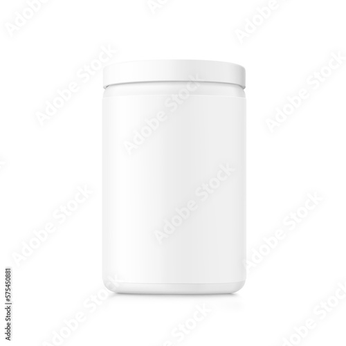 Round jar mockup isolated on white background. Vector illustration. Front view. Сan be used for food, cosmetic and other needs. EPS10	