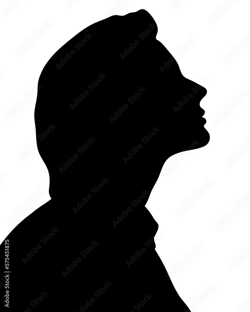 Silhouette of a girl's head. Profile of a girl.