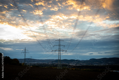 sunset over power lines